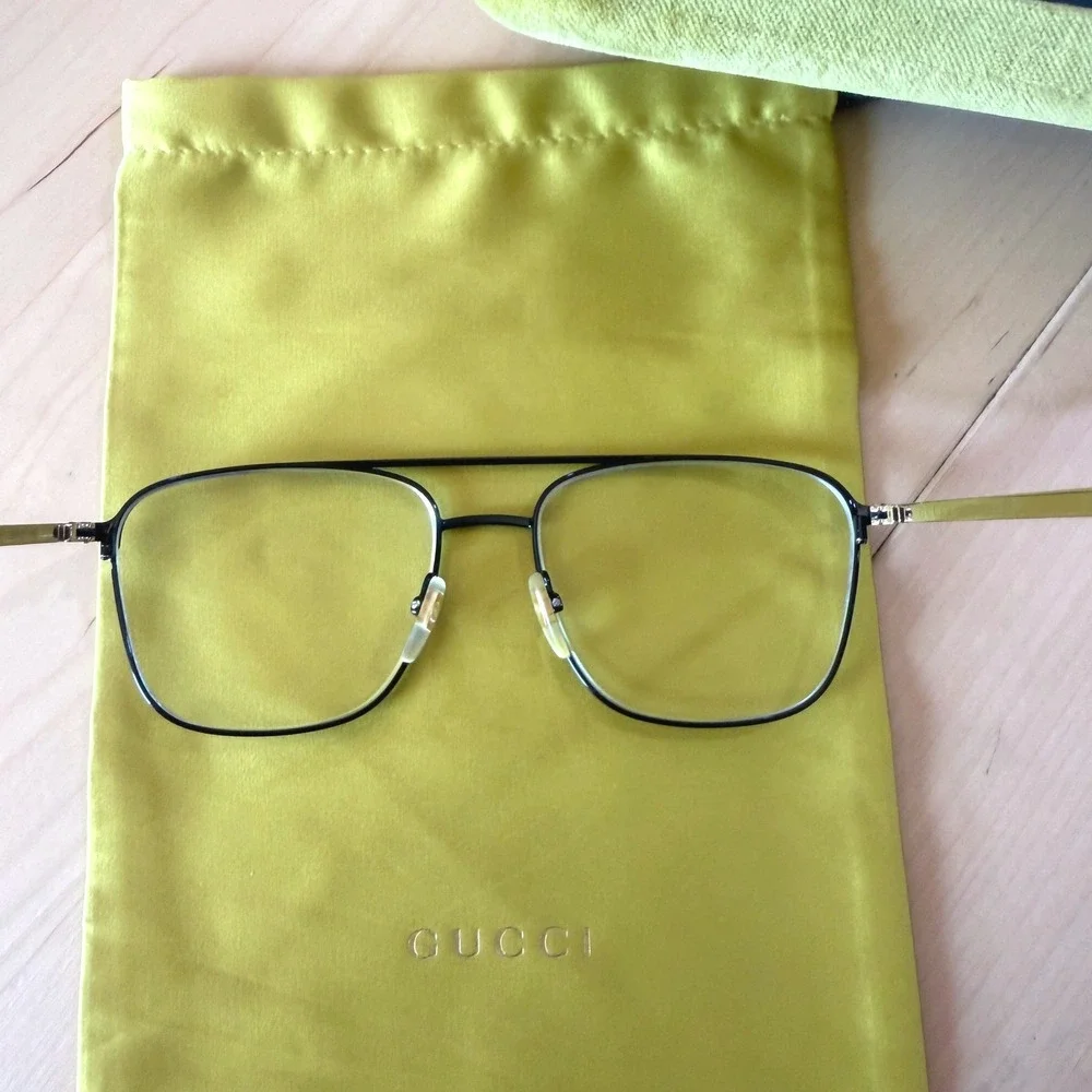 Gucci Men's Pilot Eyeglasses Black Frame GG0833O Prescription Made in Italy